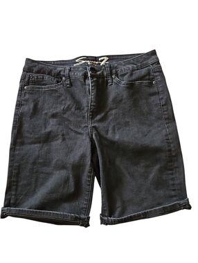 Womens Seven7 Dark Black Denim Jean Shorts Bermuda Size 12